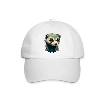 Frettchen-Kunstwerk - Baseballkappe - Weiß/Weiß - Vorne