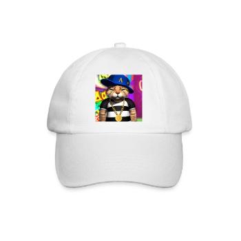Coole Katze - KI generierte Kunst - AI Art - Baseballkappe - Weiß/Weiß - Vorne