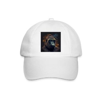 Stardust Gorilla - KI generierte Kunst - AI Art - Baseballkappe - Weiß/Weiß - Vorne
