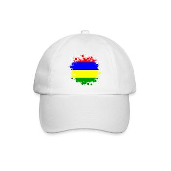 Mauritius Klecks Flaggen Design - Baseballkappe - Weiß/Weiß - Vorne