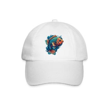 Flat Fish Illustration - Baseballkappe - Weiß/Weiß - Vorne