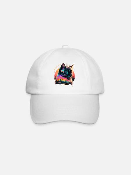 Miami Beach Katze - Baseballkappe - Weiß/Weiß