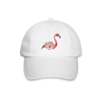 rosa Flamingo von der Seite - Baseballkappe - Weiß/Weiß - Vorne