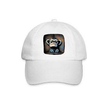 Bored Äffchen | Bored Monkey | Bored AF | as fck - Baseballkappe - Weiß/Weiß - Vorne