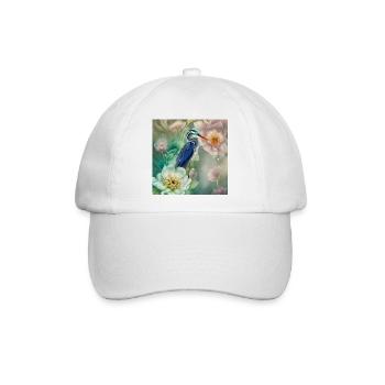 Der elegante Kranich mit Blumen - Baseballkappe - Weiß/Weiß - Vorne