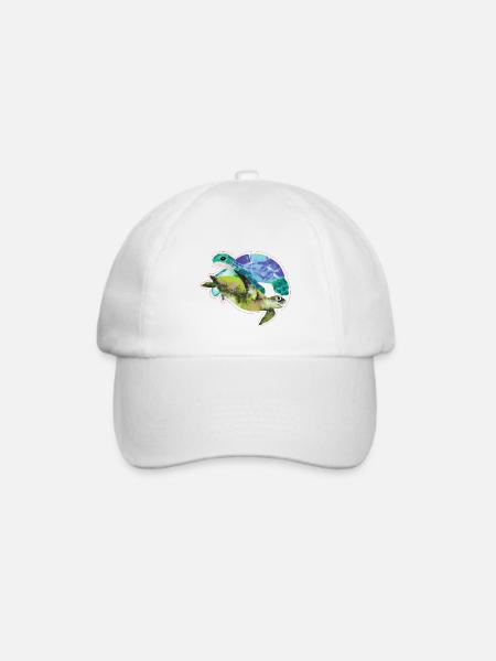 Aquarell Leitfähige Tropfen Schildkröte - Baseballkappe - Weiß/Weiß