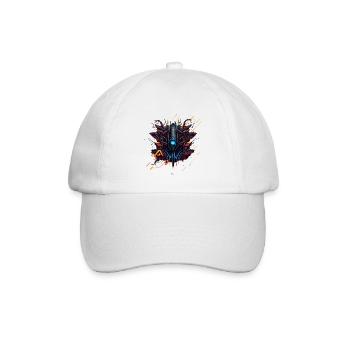 Futuristisches Cyber-Logo - Baseballkappe - Weiß/Weiß - Vorne