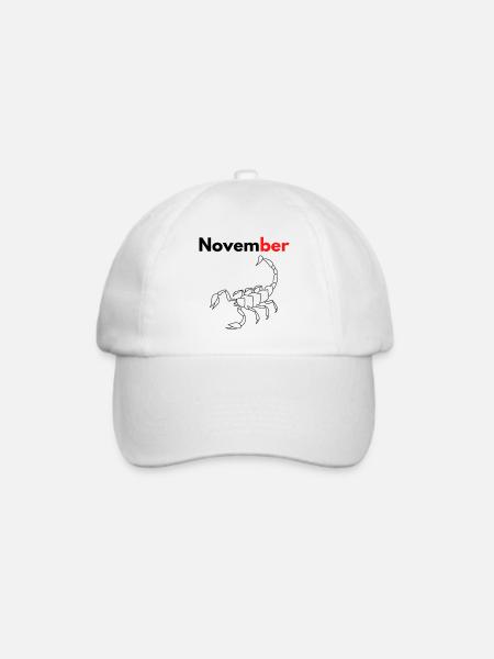 Monat mit dem Sternzeichen Skorpion/November - Baseballkappe - Weiß/Weiß