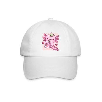 Süßer Axolotl liebt japanische Erdbeermilch - Baseballkappe - Weiß/Weiß - Vorne