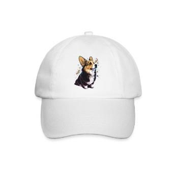 Verträumter Corgi - Baseballkappe - Weiß/Weiß - Vorne