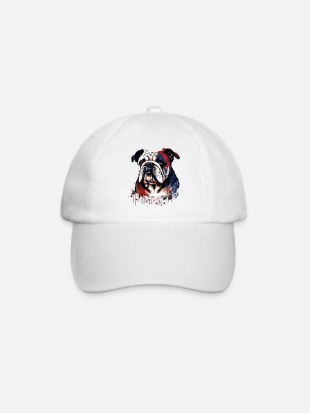 Bulldogge Illustration - Baseballkappe - Weiß/Weiß