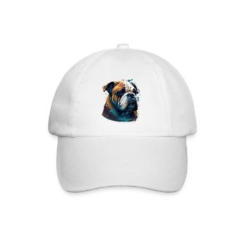Unglückliche Bulldogge - Baseballkappe - Weiß/Weiß - Vorne