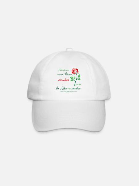 Elegante Rose mit Zitat - Baseballkappe - Weiß/Weiß