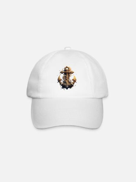 super Segelmotiv, cooler, maritimer Anker - Baseballkappe - Weiß/Weiß