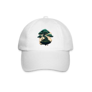 Winziger grüner Bonsai - Baseballkappe - Weiß/Weiß - Vorne