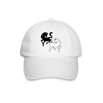 Zwei übereinander stehende Pferde schwarz und weiß - Baseballkappe - Weiß/Weiß - Vorne