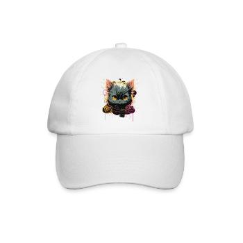 Elektrische Tapfere Katze - Baseballkappe - Weiß/Weiß - Vorne