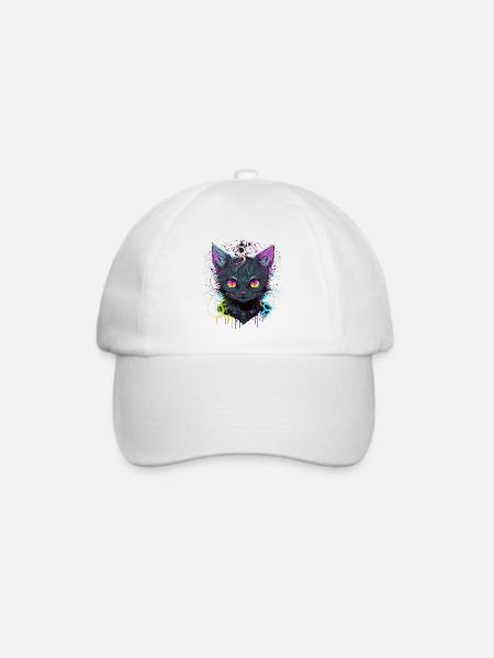Coole Katze Illustration - Baseballkappe - Weiß/Weiß