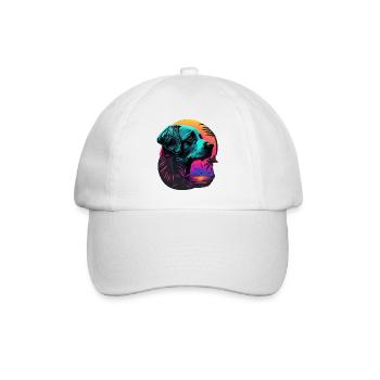 Ruhiger Labrador Retriever im Vaporwave-Stil - Baseballkappe - Weiß/Weiß - Vorne
