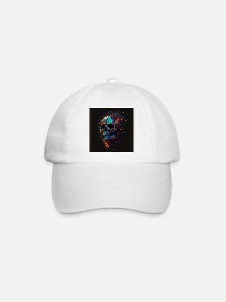 Abstract Skull n°9 - Baseballkappe - Weiß/Weiß