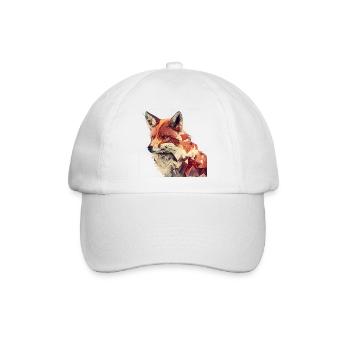 Fuchs - Geometrisches Tier Print - Baseballkappe - Weiß/Weiß - Vorne