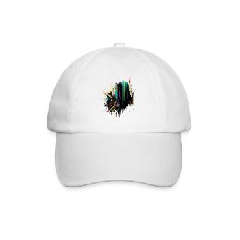 Abstrakte Kunst | Glitch Art | Abstrakt - Baseballkappe - Weiß/Weiß - Vorne