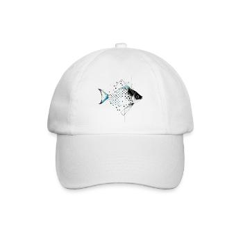 Geometrischer Fisch mit Blaustich - Baseballkappe - Weiß/Weiß - Vorne