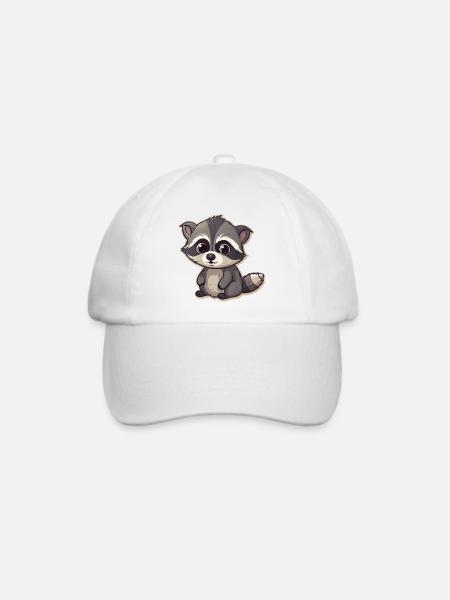 Cute Little Raccoon - Baseballkappe - Weiß/Weiß