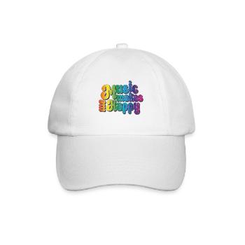 Music makes me happy - Baseballkappe - Weiß/Weiß - Vorne