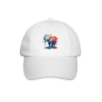 Aquarell Elefanten Baby - Baseballkappe - Weiß/Weiß - Vorne
