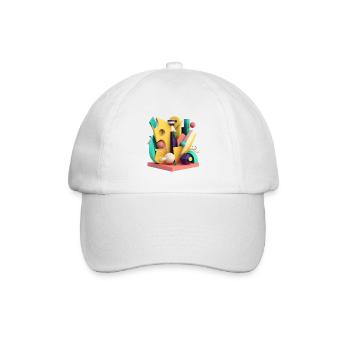 3D - Baseballkappe - Weiß/Weiß - Vorne