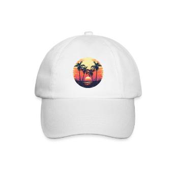 Palmen Sonne Sommer Vintage - Baseballkappe - Weiß/Weiß - Vorne