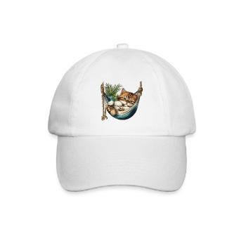 Katze in einer Hängematte - Baseballkappe - Weiß/Weiß - Vorne