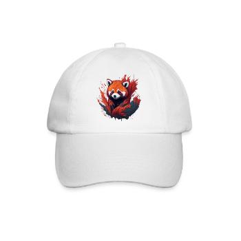 Roter Panda im Farbwirbel - Baseballkappe - Weiß/Weiß - Vorne