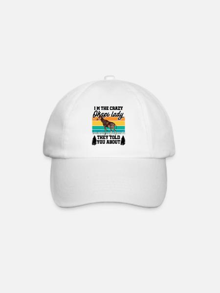 Ich bin die verrückte Okapi Lady - Baseballkappe - Weiß/Weiß