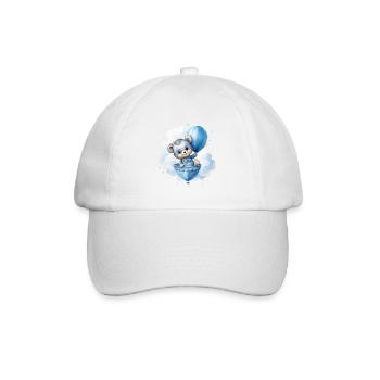 Baby Bär mit Ballon, Wolken, Sterne, wasserfarbend - Baseballkappe - Weiß/Weiß - Vorne