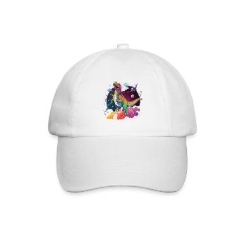 Interstellarer Dino - Baseballkappe - Weiß/Weiß - Vorne