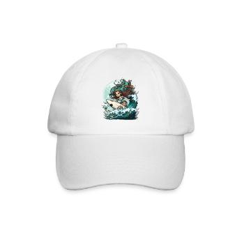 Surfende Sirene - Baseballkappe - Weiß/Weiß - Vorne