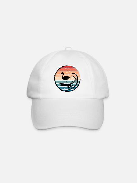 Surfender Flamingo - Baseballkappe - Weiß/Weiß