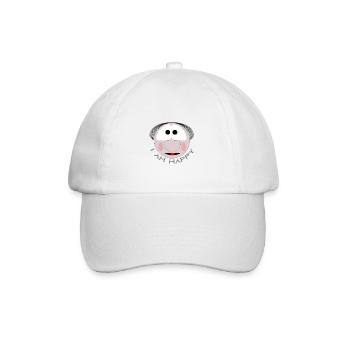 Glücklich - Baseballkappe - Weiß/Weiß - Vorne