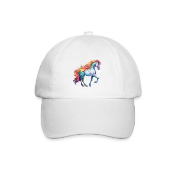 Pferd mit Bunter Mähne - Baseballkappe - Weiß/Weiß - Vorne