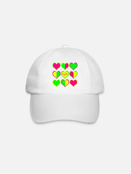 Neon Herzen Muster HeartBeat - Baseballkappe - Weiß/Weiß