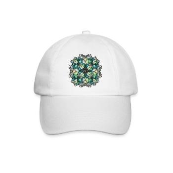 Jugendstil Rosette in transparenter Glas Optik - Baseballkappe - Weiß/Weiß - Vorne