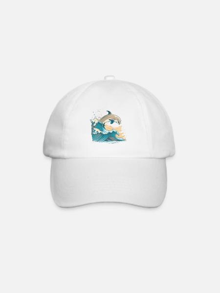 Der fröhliche Delphin - Baseballkappe - Weiß/Weiß