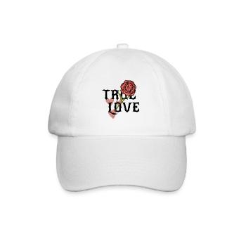Wahre Liebe, blühendes Gefühl, Herz und Rose - Baseballkappe - Weiß/Weiß - Vorne
