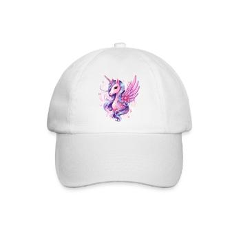 Rosa Einhorn mit Flügeln - Baseballkappe - Weiß/Weiß - Vorne