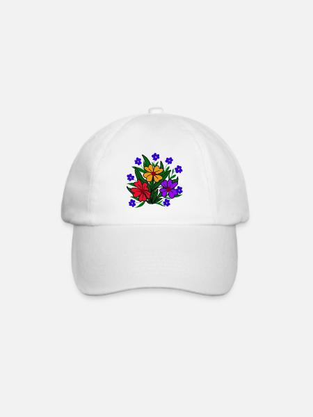 bunte Blume Blütenmuster Blumenranke Blüte floral - Baseballkappe - Weiß/Weiß