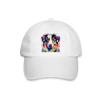 Bunter Australien Shepherd  - Baseballkappe - Weiß/Weiß - Vorne