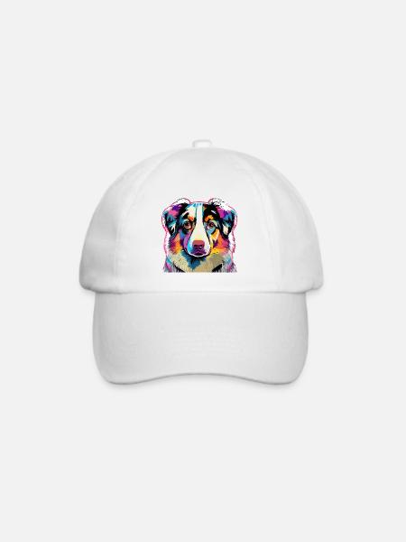 Bunter Australien Shepherd - Baseballkappe - Weiß/Weiß