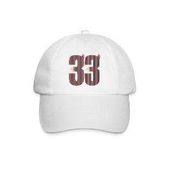 ZAHL 33 - DREIUNDDREIßIG - 33. Geburtstag - Baseballkappe - Weiß/Weiß - Vorne